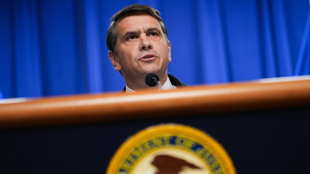 Acting U.S. Attorney General Todd Blanche speaks during a news conference at the Justice Department, Monday, May 4, 2026, in Washington. 