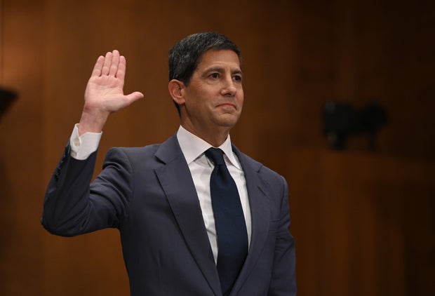 Kevin Warsh is sworn successful  during a Senate Banking, Housing, and Urban Affairs Committee confirmation proceeding  connected  April 2 successful  Washington, D.C. 