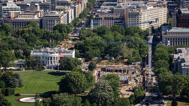 Construction on the White House ballroom, at the site of the former East Wing, on Wednesday, May 13, 2026 in Washington, D.C. 