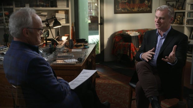 Scott Pelley and Christopher Nolan 
