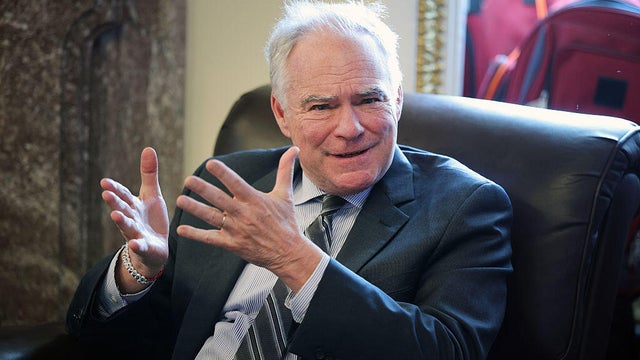 Sen. Kaine Discusses War Powers Resolution With Members Of The Media 