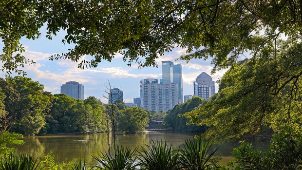 Nature framing the city.