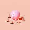 Piggy Bank Surrounded by Traffic Cones 