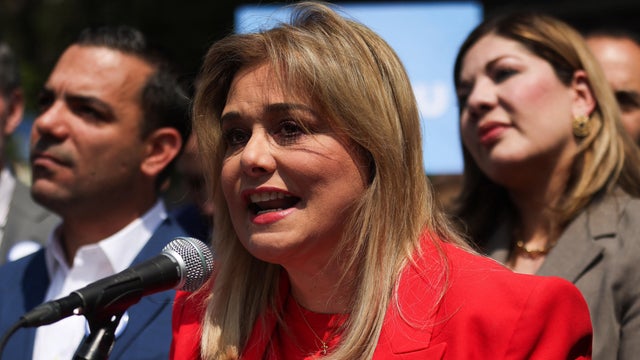 Chihuahua Governor Maria Eugenia Campos Galvan delivers a statement outside the premises of Mexico's Federal Attorney General's Office (FGR), in Mexico City 