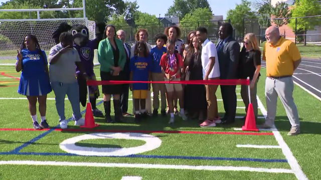 Pimlico Elementary/Middle school in Baltimore cuts ribbon on new track and field 