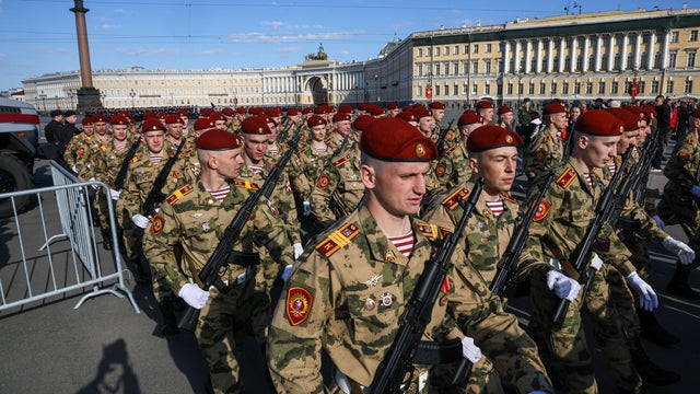 Servicemen of the Russian National Guard (Rosgvardia) in 