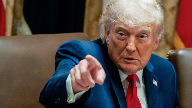President Trump points his finger during a Cabinet meeting at the White House in Washington, D.C., May 27, 2026. 