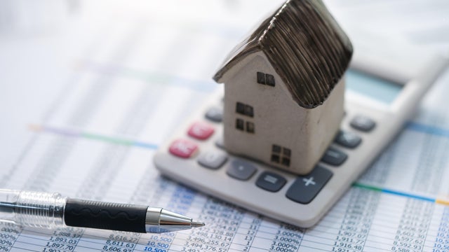 Bank calculates the home loan rate ,Home concept,Home Mortgage 