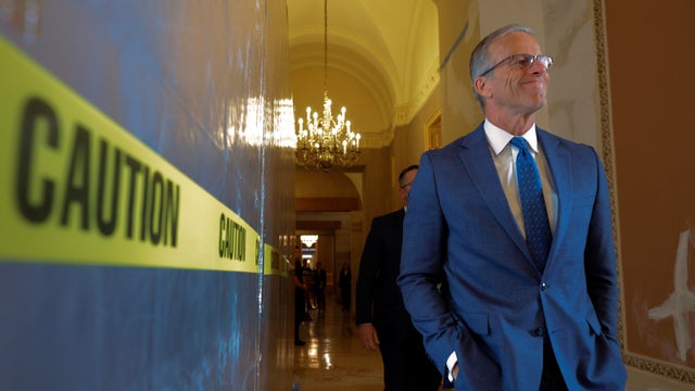 Senate Majority Leader John Thune walks to the Senate Chamber at the U.S. Capitol on June 1, 2026, in Washington, D.C. 
