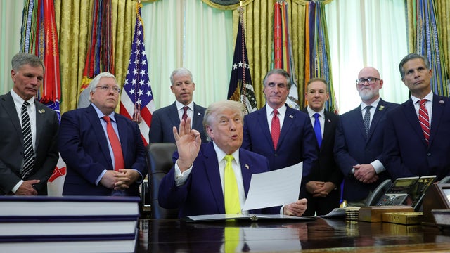 President Trump Makes An Announcement On Coal From The White House's Oval Office 