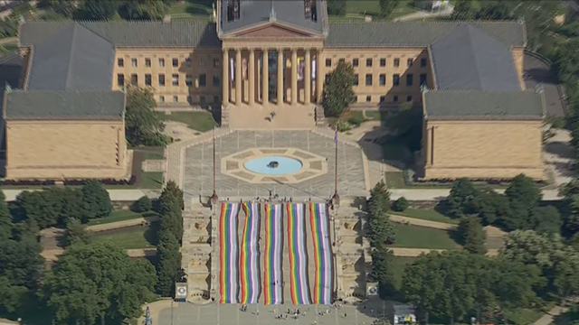 Pride flag at the Philadelphia Art Museum 