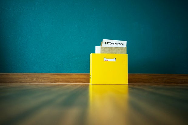 close up box of stuff and document paper and show need a job after  coronavirus (covid-19)takeaway your jobs 