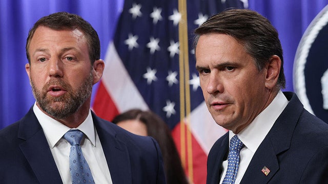 Acting Attorney General Todd Blanche listens to a reporter's question during a press conference with Sen. Markwayne Mullin of Oklahoma at the Department of Justice in Washington, D.C., on June 11, 2026. 