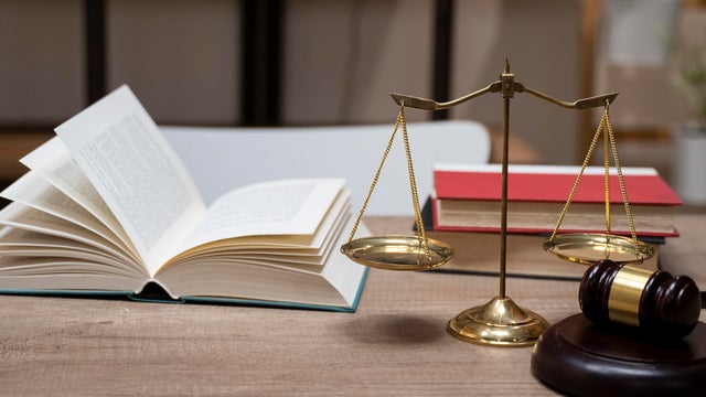 Justice Scales and wooden gavel. Justice concept 