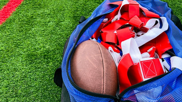 Flag Football Equipment on Green Turf 