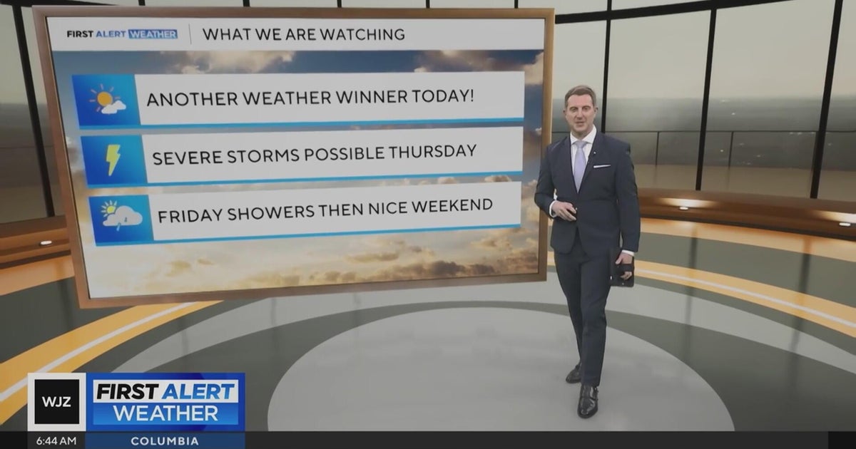 Beautiful Tuesday across Maryland, severe storm threat on Thursday