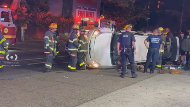 3 hospitalized after crash between car and police cruiser