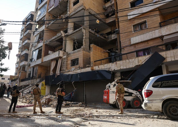 Aftermath of an Israeli strike on the southern suburbs of Beirut 