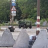 Ukrainian military vehicles travel through Donetsk region 