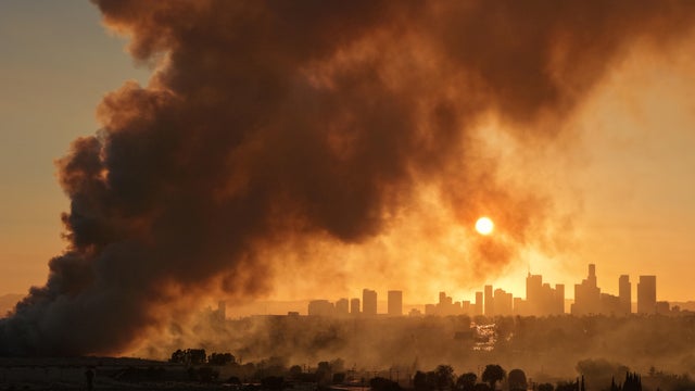 Firefighters battle warehouse fire in Los Angeles 