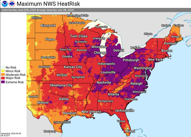 Dangerous heat wave impacting large swathes of the U.S. this week