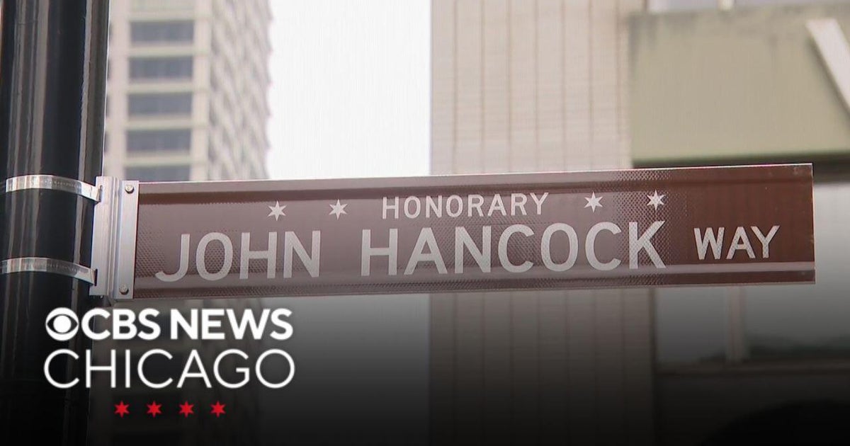 John Hancock way street sign unveiled in Streeterville - CBS Chicago