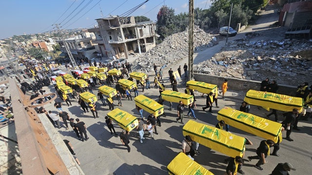 Symbolic funeral held for 61 Hezbollah members killed in Israeli attacks 