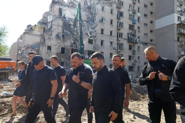 Aftermath of a Russian missile and drone attack in Kyiv 