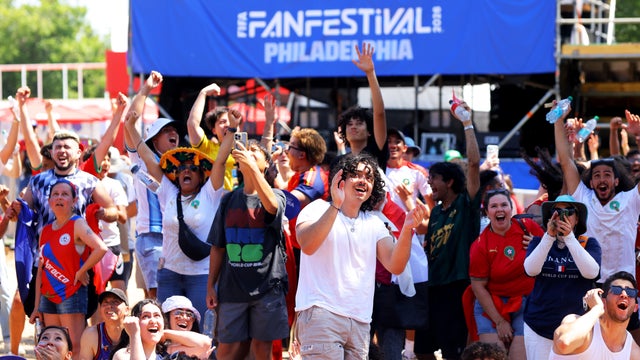 Fans cheer at FIFA Fan Festival in Philadelphia's Fairmount Park 