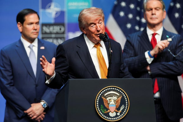 President Trump speaks to the media on at the NATO leaders' summit in Ankara, Turkey, July 8, 2026.