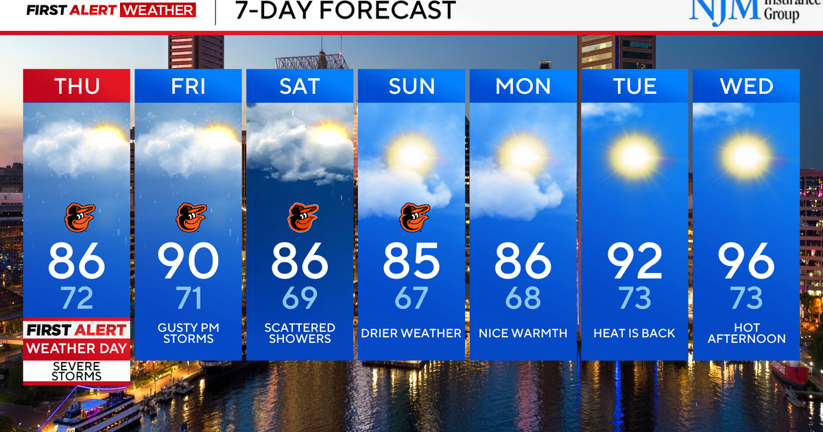 Severe storms return Thursday in Maryland - CBS Baltimore
