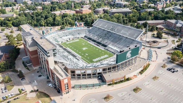 An aerial view of Spartan Stadium at Michigan State University in East Lansing, MI. 