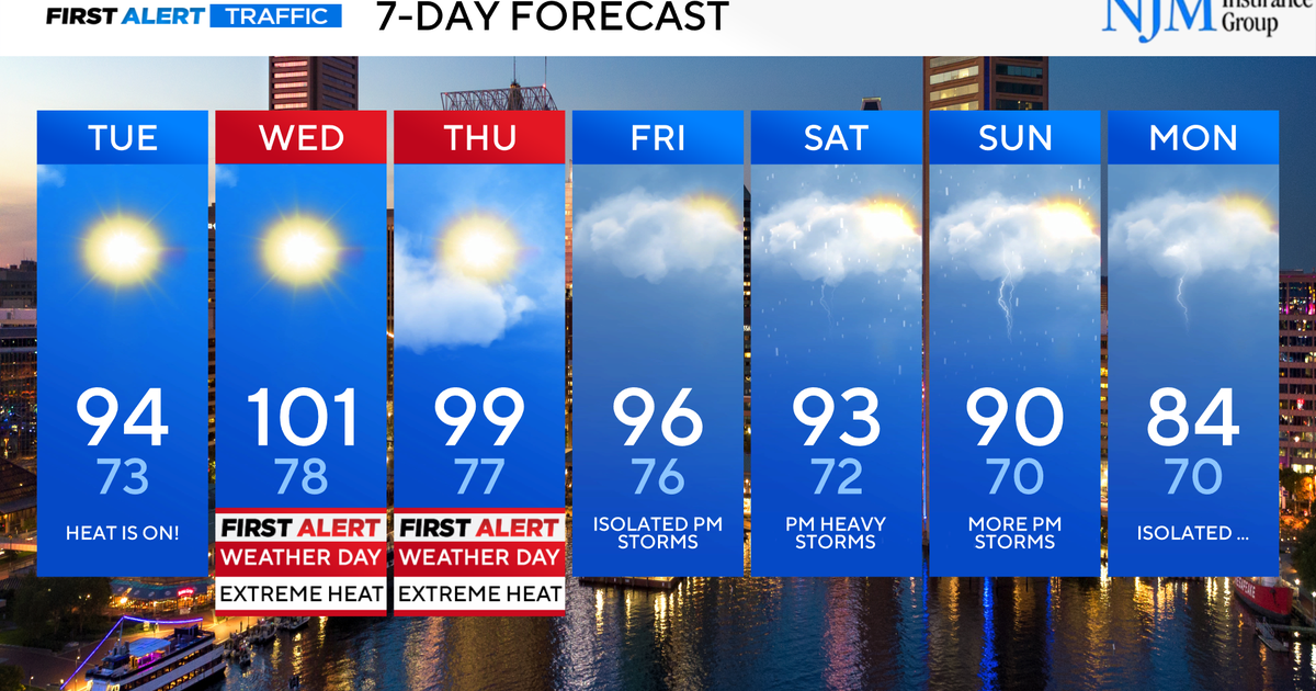 Heat wave begins in Maryland, peaking Wednesday and Thursday - CBS ...