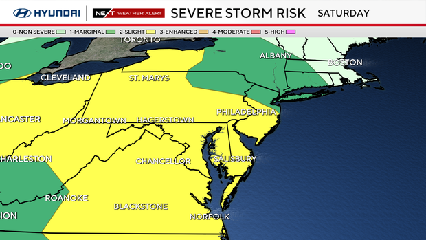 Severe storm risk on Saturday