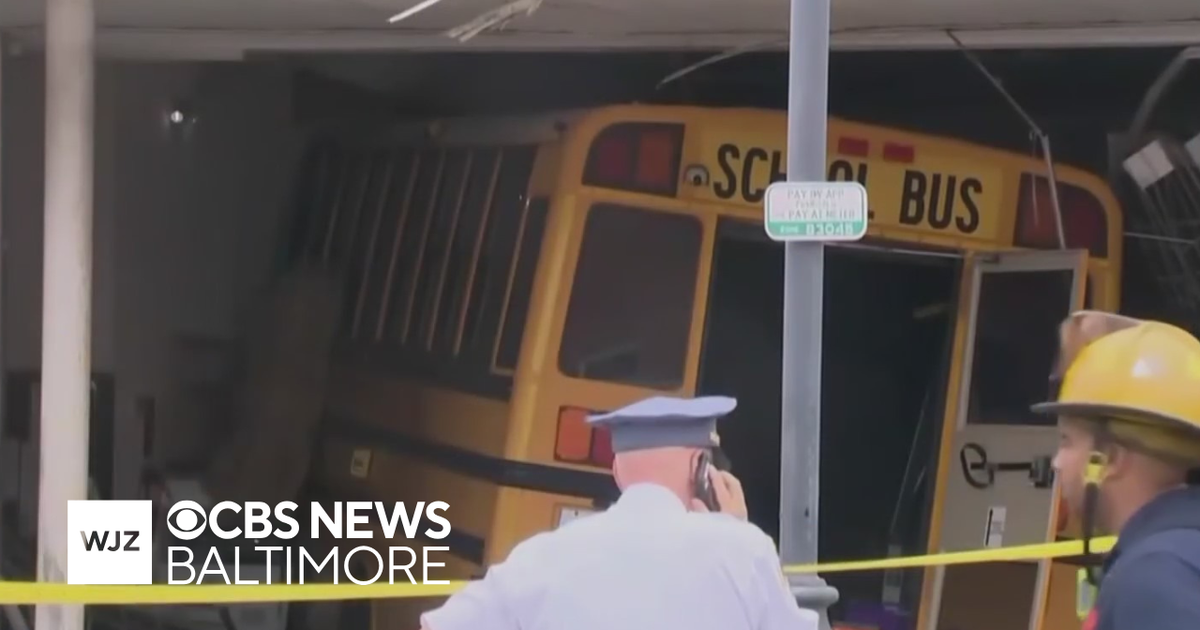 Car veered into path of school bus that crashed in Baltimore County