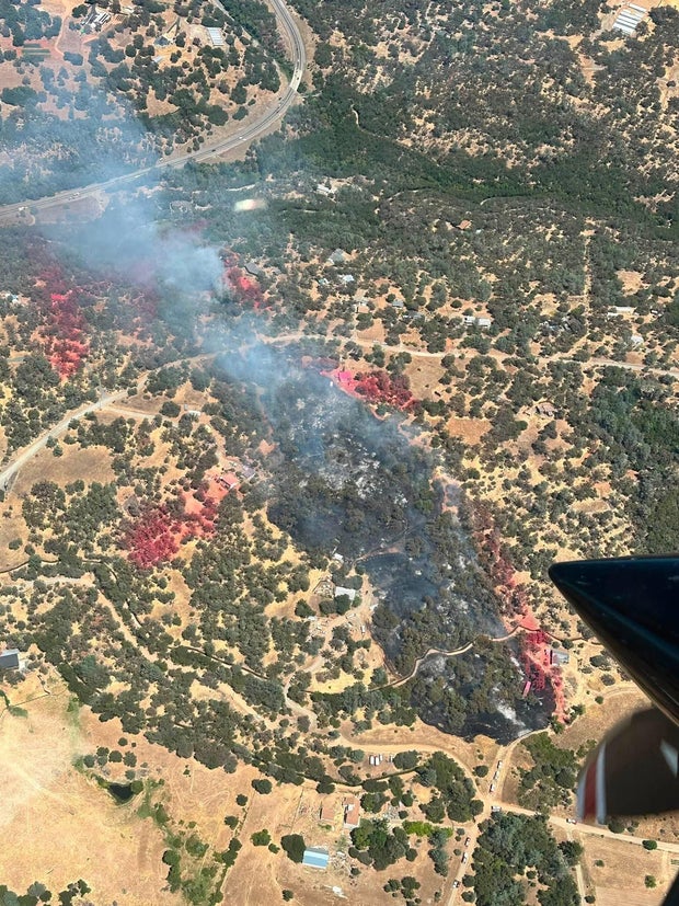 Mooney Fire with retardant lines 