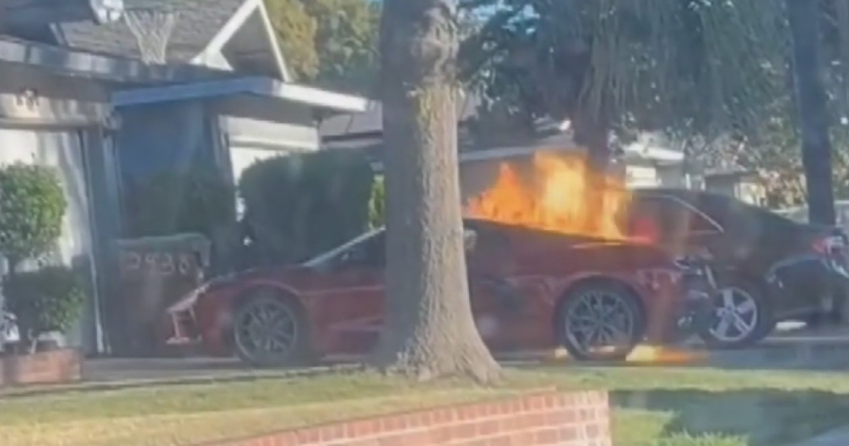 Suspect caught on camera setting Corvette on fire in Stockton driveway
