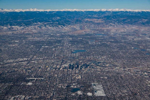 Aerial of Downtown Denver Colorado