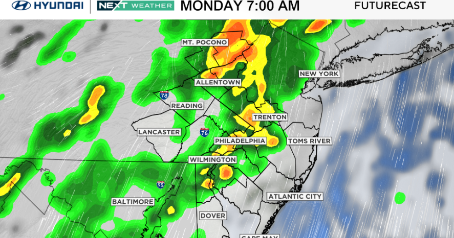 Flood watch in effect for parts of Philadelphia region Monday with several rounds of storms expected