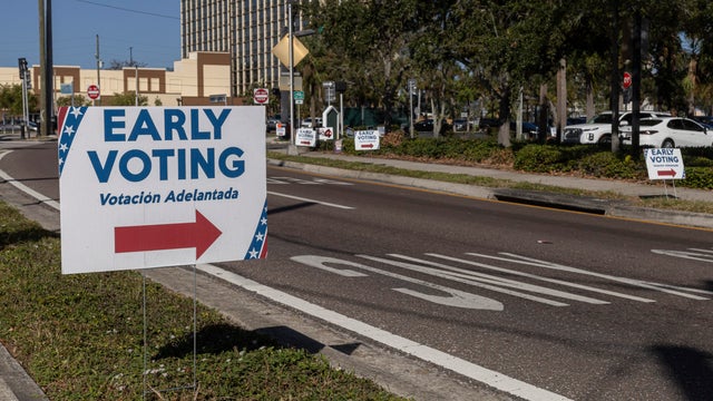 Sign indicating where to go to vote early for the 2024 election in the United States 