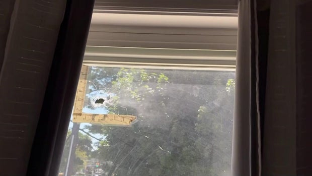 Bullet hole in window