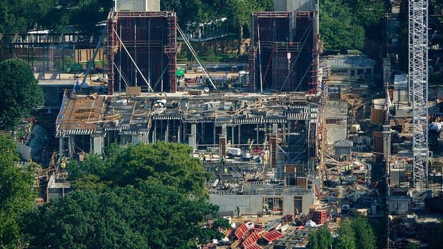 Construction continues on the East Wing ballroom project at the White House on Aug. 6, 2026, in Washington, DC. 
