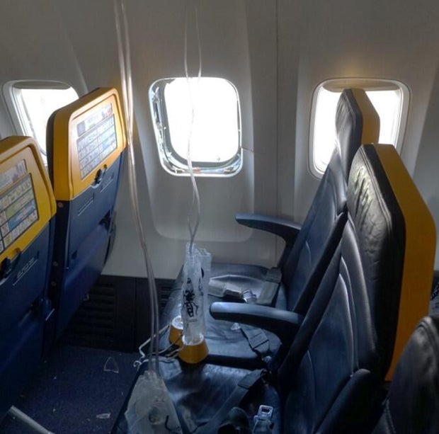 Evidence of bird strike after man nearly sucked out of plane's broken window 