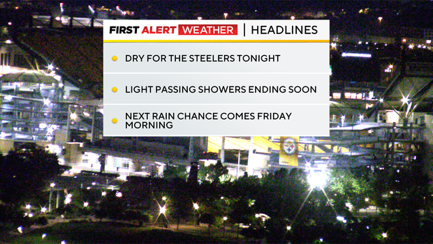 Expect dry conditions for the Steelers' first preseason game in Pittsburgh on Thursday