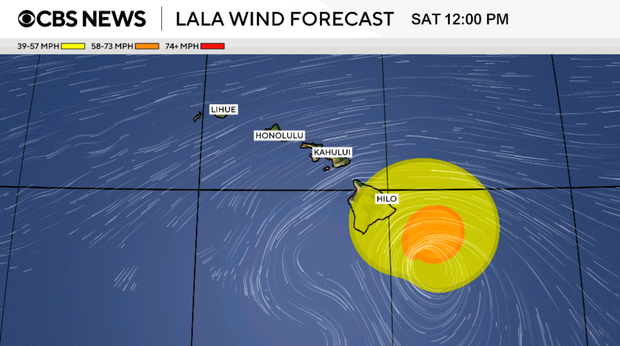 Tropical Storm Lala's projected wind forecast
