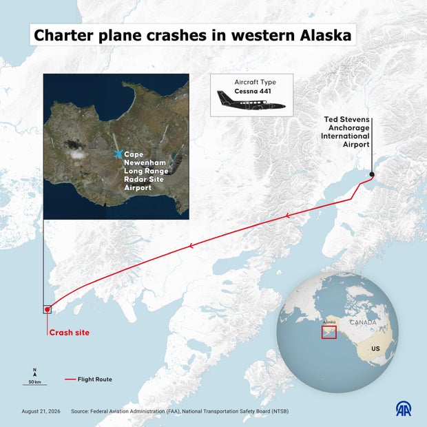 Map of Alaska plane crash site