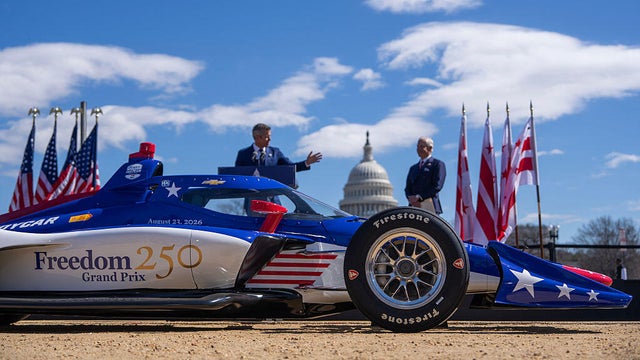 Transportation Secretary Sean Duffy, left, and Bud Denker, president of Penske Corporation,  announce the Freedom 250 Grand Prix course on Monday, March 9, 2026. 
