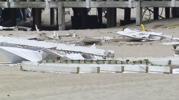Storm damage on beach