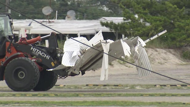 Truck carrying storm damage