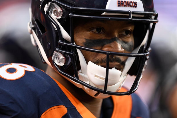 Demaryius Thomas of the Denver Broncos is seen before a game against the Kansas City Chiefs at Broncos Stadium at Mile High in Denver, Colorado, on Oct. 1, 2018.